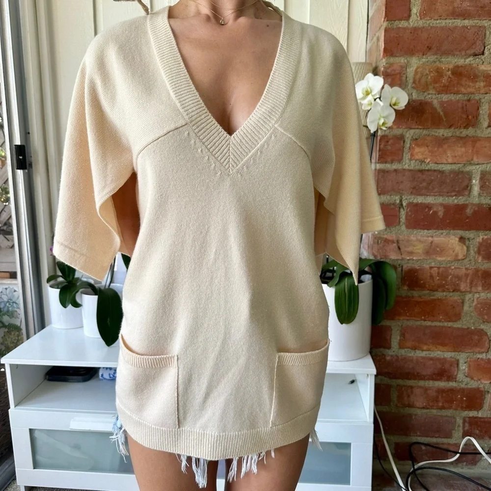 Chanel 2012 Runway Resort Ivory Cashmere Tunic Size S